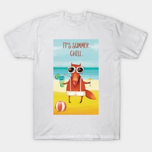 It’s summer. Chill. The red fox chillin on the beach T-Shirt